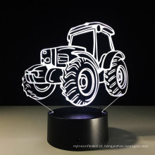 Caminhão dos desenhos animados do presente 3D LED luz da noite 7 cor mudando decoração trator lâmpada